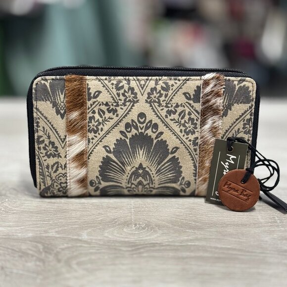 Myra Bag Handbags - Myra Bag – Mountain Magic Canvas, Leather & Hair-On Wallet (Style S-5811)